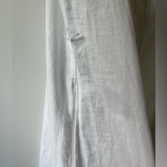 White Linen and Cotton Button-Down Midi Dress Size Large NWT - Picture 6 of 7